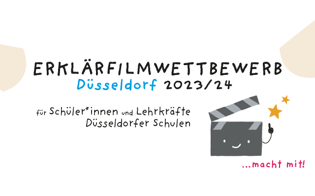 Visual zu Erklärfilmwettbewerb mit Klappe und Schriftzug