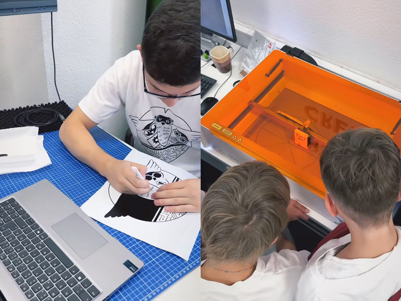 Screenshot Instagram I 3eulendesign Arbeiten an einem Sticker und Lasercutten