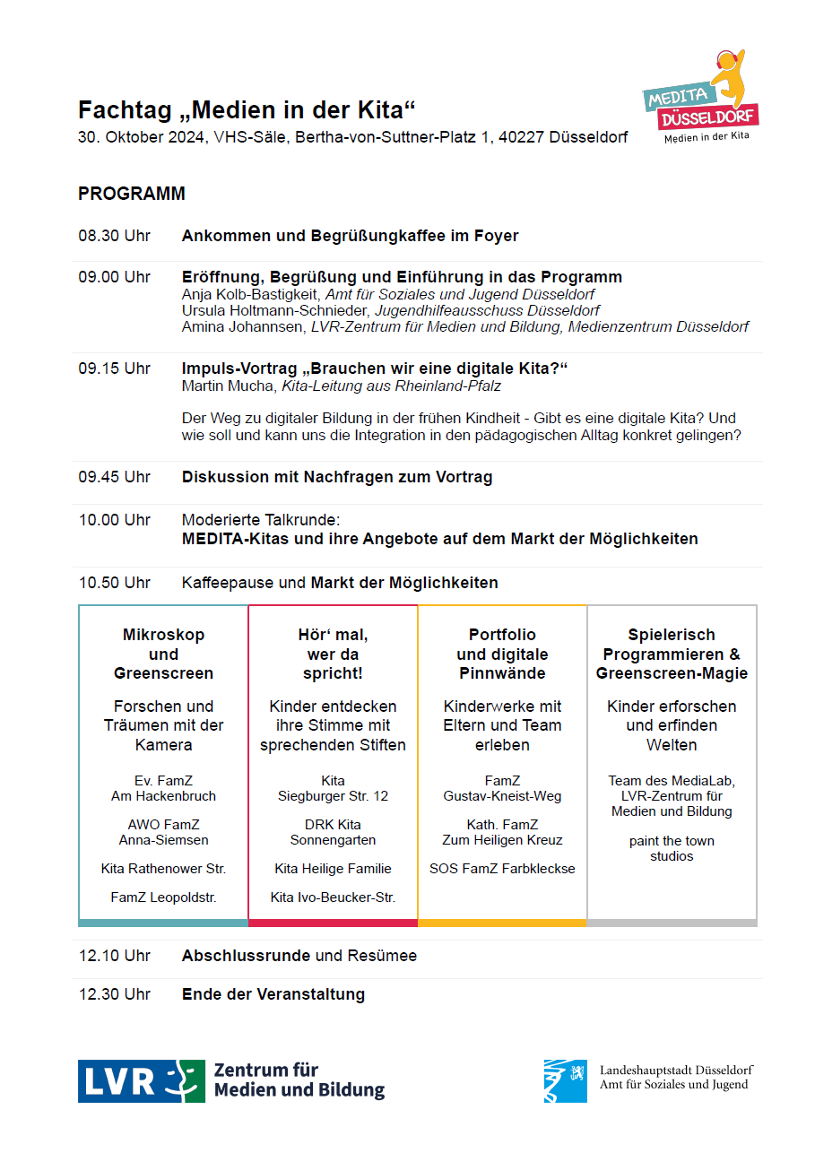 Das Programm des Fachtag "Medien in der Kita" 2024 