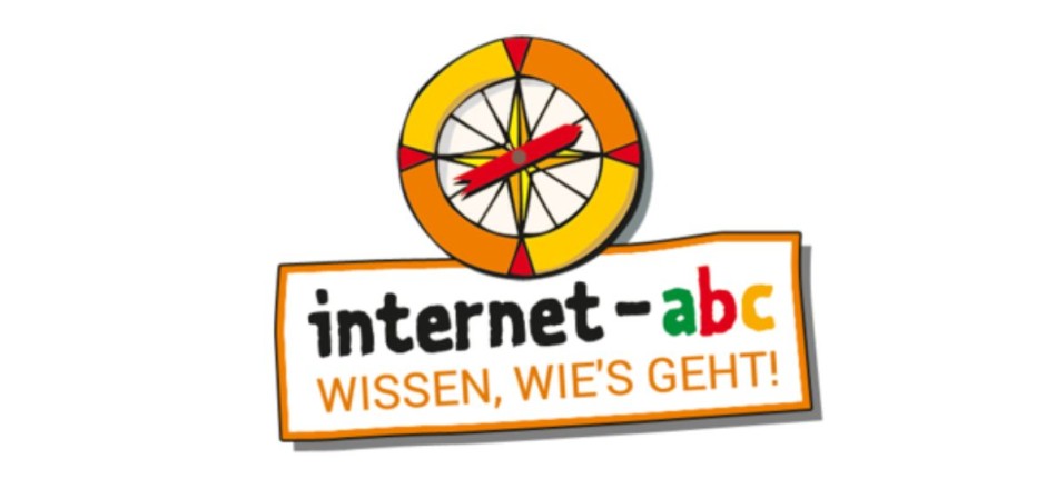 Logo Internet-ABC: Oben ein gelb-orangener Kompass, unten die Wortmarke. Darunter der Text: "Wissen, wie's geht"