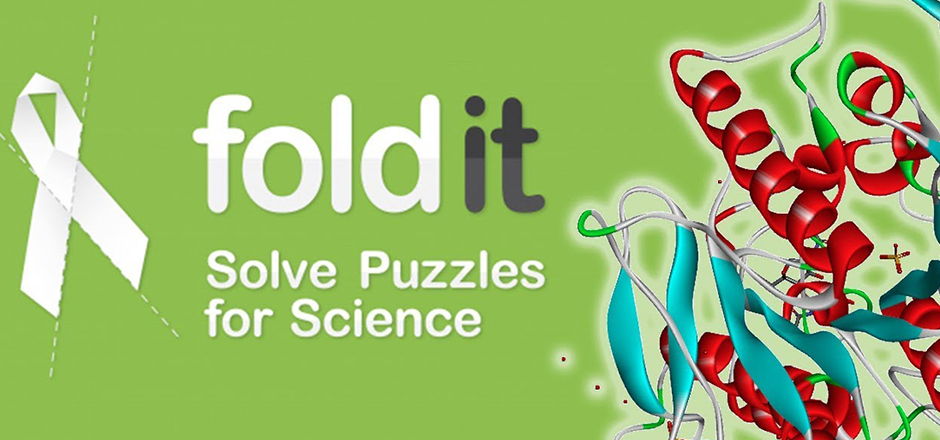 Schriftzug "foldit Solve Puzzles for Science"