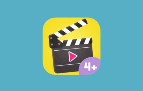 Eine Filmklappe vor gelbem Hintergrund. Unten rechts steht 4+ geschrieben.