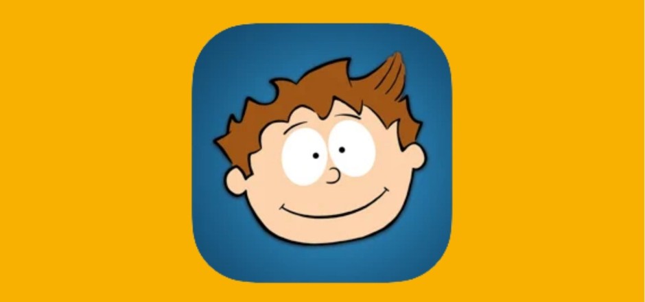 Eine Zeichnung von einem Kind mit braunen Haaren vor einem blauen Hintergrund. Das Kind lächelt leicht und schaut einen an.